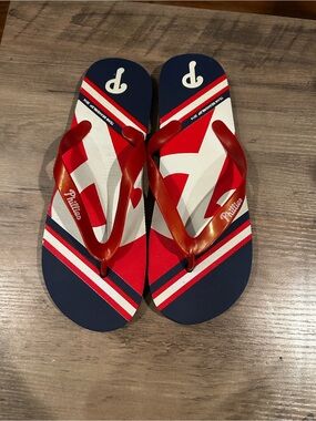 Phillies Women’s Red, Navy & White Flip Flop - Logo